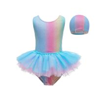 Swimsuit Kids Girl Children Summer Meimaid Swimming Suits Tutu Dress Swimwear With Caps UV Protection Hawaii Rainbow Beachwear