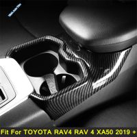 ด้านหน้าแถวถ้วยน้ำที่วางขวดกรอบตัดกลางควบคุมปกคลุมสำหรับโตโยต้า RAV4 RAV 4 XA50 2019-2023อุปกรณ์ตกแต่งภายใน