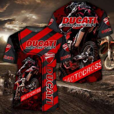 New mens digital printing Ducati motorcycle logo short-sleeved casual fashion Harajuku T-shirt hip-hop motorcycle brand top