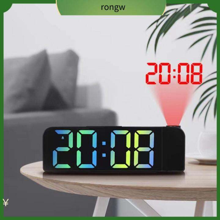 RONGW 180° Rotation Digital Projection Alarm Clock Mirror Luminous Led