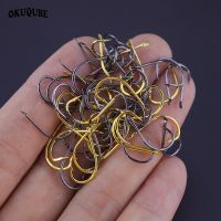 50pcs/lot Fishing Hooks High-carbon Barbed Fishhooks Black Golden Crooked-mouth Carp Fishing Tackle Accessories Flat Sharp Hook