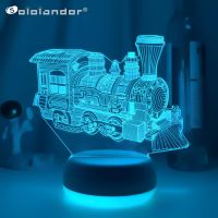 Train 3D USB Lamp Touch Remote Christmas New Year Gift Bedroom Desk Beside Decora LED Sleeping Novelty Steam Train Night Light Ceiling Lights