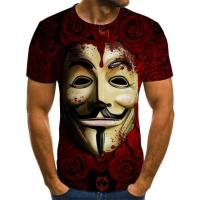 2023 new men t shirt Sketch the clown 3D Printed T Shirt Men Joker Face Casual O-neck Male tshirt Clown Short Sleeved joke tops