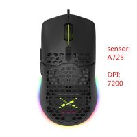 ดีลักซ์ M700A เมาส์น้ำหนักเบา Mouse Gaming RGB 67G 7200DPI 1000Hz ตามหลักสรีรศาสตร์พร้อมสายเคเบิลถักเป็นพิเศษสำหรับนักเล่นเกมคอมพิวเตอร์