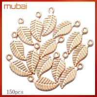 MUBAI 150Pcs สีทองทอง ใบใบ จี้ห้อยคอ การค้นพบต่างหู เครื่องรางที่มีเสน่ห์ ดีไอวาย