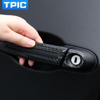 TPIC Carbon Fiber For BMW E90 E92 E93 F30 F34 F25 F26 E70 E84 F80 X1 Interior Trim Car Door Handle Sticker Styling Accessories