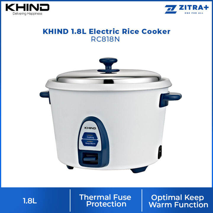 KHIND 1.8L Rice Cooker RC818N Optimal Keep Warm Function Thermal