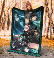Muichiro Tokito Mist Hashira Demon Slayer Flannel Blanket, Kimetsu no Yaiba Anime Merch, Manga Bedding Blanket