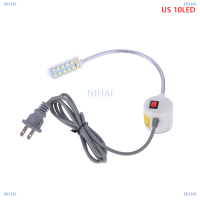 NIHAI จักรเย็บผ้า LED 10 20 30 1ชิ้นโคมไฟ360ยืดหยุ่นปรับได้โคมไฟทำงานคอห่านโคมไฟอุตสาหกรรมพร้อมฐานสำหรับปรับแต่ง