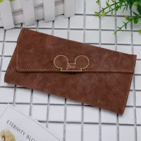 cartoon mickey wallet girl folding coin bag women long wallet ladies frosted coin purse card bag clutch package purse