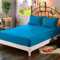 LAGMTA 1pc 100 Polyester Solid Fitted Sheet Mattress Cover Four Corners With Elastic Band Bed Sheet