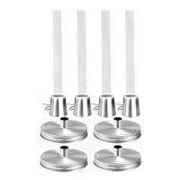 Mason Jar Tabletop Torches Kits, 4Pack Regular Mouth Lids with Protective Tube, Fiberglass Wicks and Caps Silver