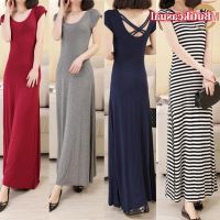 COD DSFGRDGHHHHH Women Modal Cotton Maxi Dresses Summer Short Sleeve Dress Loose Plain Casual dress