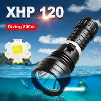 Super 8000LM XHP120 LED Diving Flashlight Ultra Bright Underwater Light Powerful Scuba Dive Torch IPX8 Waterproof Diving Lantern Diving Flashlights