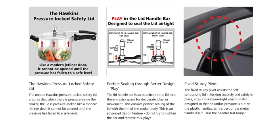 Hawkins 3 Liters Stainless Steel 3 Liters Pressure Cooker HSS3W