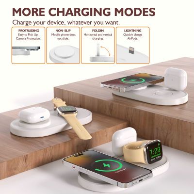 3 In 1 30W Fast Wireless Charger Pad สำหรับ 14 13 12 Pro Max 8 X Apple 8 7 6 Pro Induction Wireless Charging
