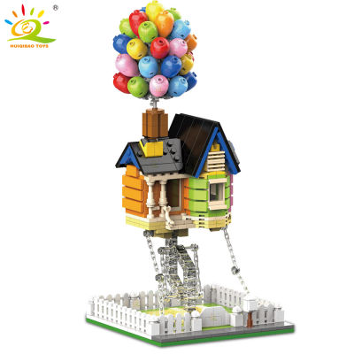 ใหม่ HUIQIBAO 555Pcs บอลลูน Flying House Building Block Tensegrity Balance สถาปัตยกรรมอิฐชุด City ของเล่นก่อสร้างสำหรับเด็ก