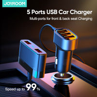 หัวชาร์จ Joyroom JR-CL03 5 Multi-port USB Car Charger Adapter 5ft cable for Front/Back Seat Charging USB  Car Charger, 72W Super Fast Car Charger 5 Multi Port Lighter USB Adapter, QC3.0 Car Cell Phone Charger Fast Charge for iPhone 14/13 Samsung