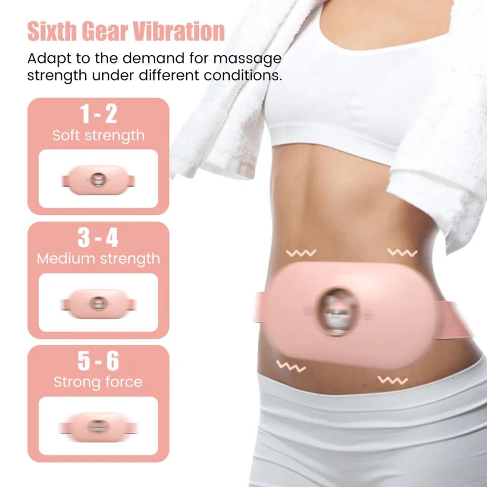 Period Heating Pad for Cramps-Portable Cordless Vibrating Menstrual Heating  Pads,Electric Small USB Heat Pad,Waist Belt Wearable Period Pain Simulator  for Cramp/ Back Pain relief,Gifts for Women Girl 