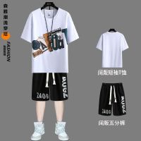 【July hot】 Youth short-sleeved t-shirt summer mens set with handsome junior high school students trendy casual sports suit