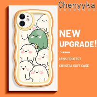 Chenyyka เคสสำหรับ iPhone 11 11 Pro 11 Pro Max เคสลายไดโนเสาร์น่ารักใหม่ Colour Macaron Wave Border กันกระแทกแบบใสนิ่มเคสมือถือโปร่งใสลายกล้องถ่ายรูปที่สร้างสรรค์เคสซิลิกาเจลฝาครอบป้องกัน