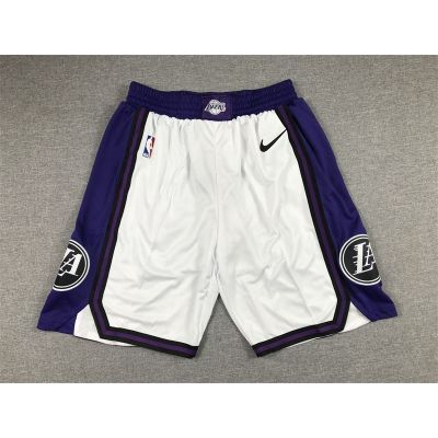 Mens 2023NBA Shorts Los Angeles Lakers White Basketball Shorts