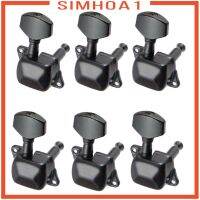 uShuangYangYaFaXin ( Simhoa1 ) 6 ชิ้น Semiclosed Pegs อุปกรณ์เสริมกีตาร์อะคูสติกสีดํา