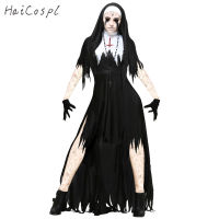 Halloween Nun Cosplay Costume Women Black Vampire Fantasy Dress Terror Sister Party Disguise Female Fancy For Adults