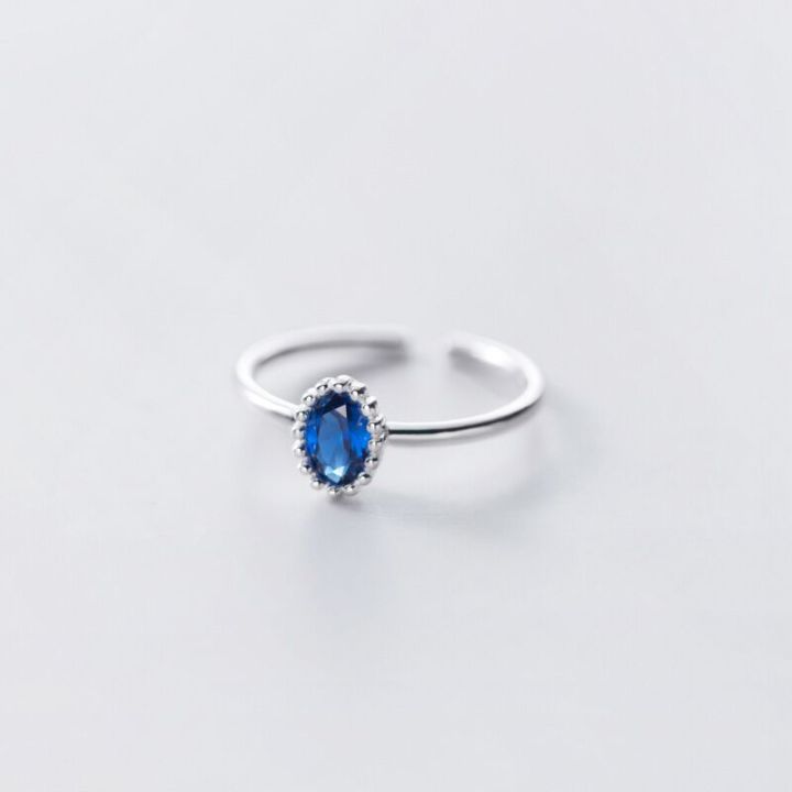 ESCOBAL💕แหวนเงินแท้ Blue Diamond แหวนเพชรสีฟ้านำโชค แหวนมงคล แหวนผู้หญิง แหวนพลอย แหวนไพลิน แหวนปรับขนาดได้ แหวนห