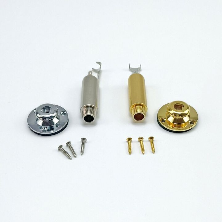 acoustic-electric-guitar-mono-end-pin-jack-endpin-jack-socket-plug-6-35mm-1-4-inch-copper-material-with-screws-guitar-parts
