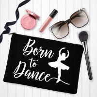 Tas Rias Born To Dance Tas Kosmetik Wanita Modis Tas Lipstik Tari Balet Kasual Tas Tangan Kanvas Ramah Lingkungan Dapat Digunakan Kembali