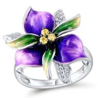 [COD] Amazons creative hot-selling purple glue flower ring zircon