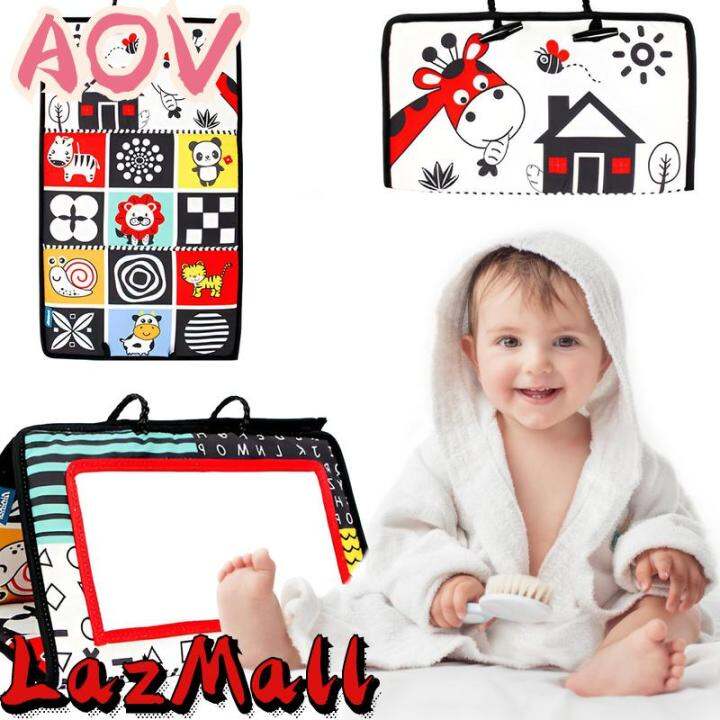 AOV Baby Tummy Time Floor Mirror with Soft Cloth Books and Teethers