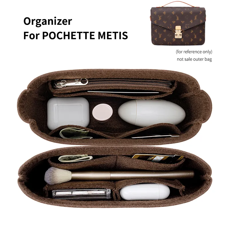 For LV Pochette Metis Make up Organizer Felt Cloth Handbag Insert