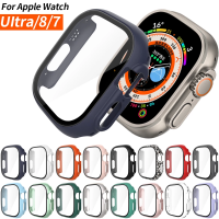 Glass+Case For Apple Watch Series 8 7 41mm 45mm Screen Protector Bumper Smartwatch Protective Cover For Apple Watch Ultra 49mm