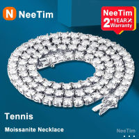 NeeTim 925เงินสเตอร์ลิงจริง Moissanite เทนนิสสร้อยคอสร้อยข้อมือสำหรับผู้หญิงผู้ชาย Lab เพชรที่มี GRA ใบรับรองคอโซ่