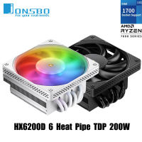 Jonsbo HX6200D เย็น6ท่อความร้อน Tdp 200W พร้อมพัดลม AGRB สำหรับอินเตอร์ LGA 1700 1200 115X AM4เครื่องทำความเย็นเครื่องนำความร้อน CPU AMD