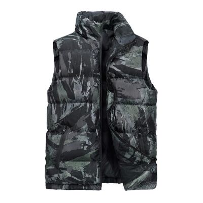 ZZOOI The new 2022 camouflage down jacket vest for men  lightweight down jacket with stand-up collar and short vest in large size