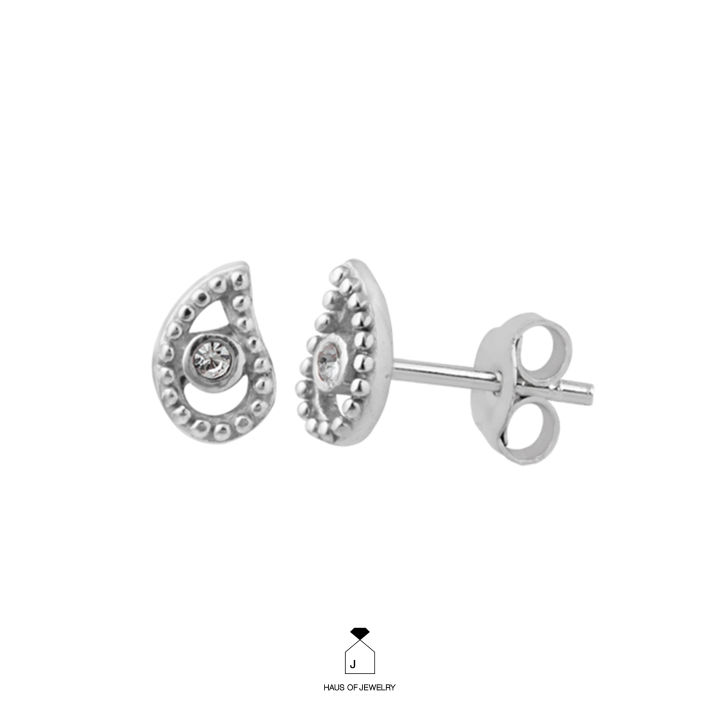 haus-of-jewelry-bohemian-paisley-stud-earrings-ต่างหูเงินแท้-ประดับเพชรคิวบิกเซอร์โคเนีย-cubic-zirconia