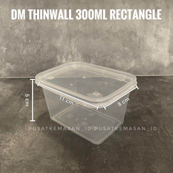 Dm 300ml Rectangle Thinwall Persegi Panjang Kemasan Takeaway Makanan