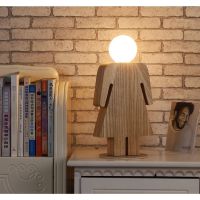 ﹍ Modern minimalist wooden boys and girls decorated table lamp