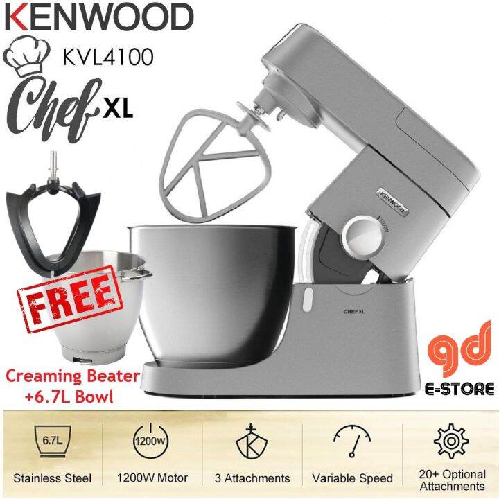 Kenwood KVL4100S Chef XL Mixer with 6.7L Stainless Steel Bowl Lazada