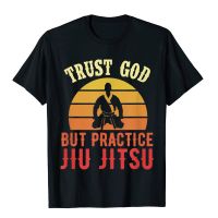 Trust God But Practice Jiu Jitsu Funny Brazilian Christian T-Shirt Printed OnDesign Tops Shirts Prevailing Cotton Mens T Shirts