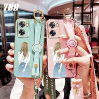 สายรัดข้อมือ YBD เคสสำหรับ VIVO โทรศัพท์ Z7X Z7 IQOO เคส5กรัมพร้อมเคสสีลูกอมชุบฟรีสายคล้องไฟฟ้าพร้อมการป้องกันกล้องที่แม่นยำ