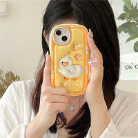 เคสคุณภาพสูงชุบด้วยไฟฟ้าสำหรับ IPhone 11 12 13 14 Pro Max ปลอกน่ารัก3D การ์ตูนเป็ดอังกฤษฝาหลังคู่เคสโทรศัพท์กันกระแทก