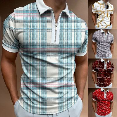 CAMILLES - -Men Shirt Collar Fitness Golf Short Sleeve Contrast T-Shirts Tops M-2XL-【Mens-fashion】