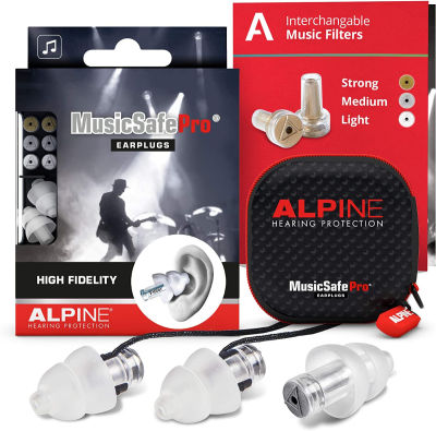Alpine Hearing Protection Alpine MusicSafe Pro High Fidelity Music Earplugs for Concert &amp; Noise Reduction, 3 Interchangeable Premium Filter Sets - Professional Musicians Ear Protection - Hypoallergenic Reusable Invisible Plugs Pro-transparent