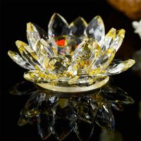 2 110Mm Quartz Crystal Lotus Flower Crafts Glass Candlestick Fengshui Ornaments Figurines Home Wedding Party Decor Gifts Souvenir