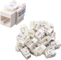 Cable Matters UL Listed 25-Pack RJ45 Keystone Jack in White and Keystone Punch-Down Stand