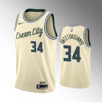 Top-quality Authentic Mens Milwaukee Bucks 34 Giannis Antetokounmpo Cream 2019-20 Jersey - City Editon